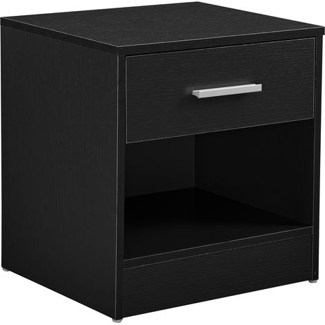 Nachttisch mit Schublade Jette 36,5x38x29,5 cm Schwarz [en.casa]