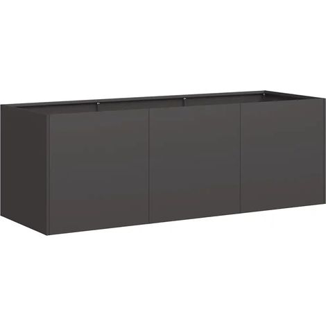 Jardinière en acier laminé à froid 120 x 40 x 40 cm style moderne jardin avec fond ouvert et finition naturelle en noir (1/5)