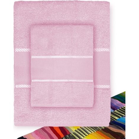 Set Asciugamani Spugna Tela Aida da ricamare Punto Croce 1+1 Viso E OSPITE con Filato in Omaggio Rosa