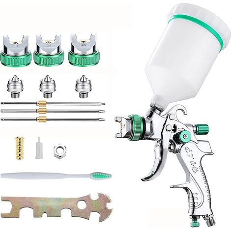 Pistolet à peinture HVLP avec buse en acier de 1,4/1,7/2,0/2,5 mm, kit de peinture portable à faire soi-même, outils de pulvérisation par gravité