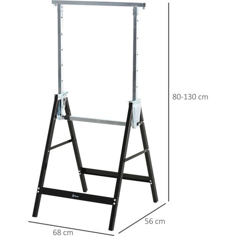 Cavalletto da taglio regolabile 68x56x130 cm in metallo nero, pieghevole – MEUBLIV (1/5)