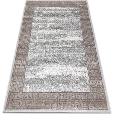 Modern NOBLE Teppich  1512 67 Rahmen, griechisch  vintage - Strukturell zwei Ebenen aus Vlies creme / beige beige 80x150 cm