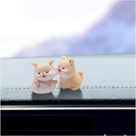 Lot de 2 mini décorations de rétroviseur de voiture en résine pour tableau de bord de voiture, accessoires d'intérieur de voiture amusants pour femme (Shiba-Inu) (1/5)