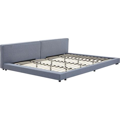 HOME DELUXE Bett mit Ablage GALAXIS - Grau 270 x 200 cm - inkl. Matratze & Lattenrost  bodentiefes Designbett, Familienbett, Polsterbett, Futonbett  Bett Mit Matratze 180X200