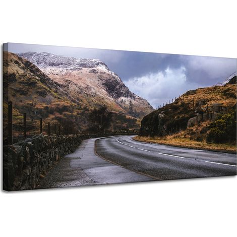 Leinwanddruck Naturstraße durch die Berge 120x60 cm