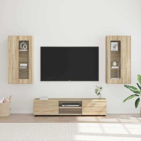TV Cabinet Set FLORIN 3 pcs 150 x 39 x 30 cm Sonoma Oak vidaXL (1/5)