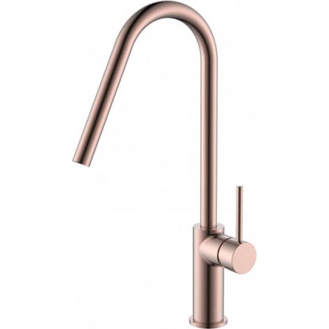Grifo de cocina monomando de caño alto fabricado en latón oro rosa cepillado Kenia de Imex (1/3)