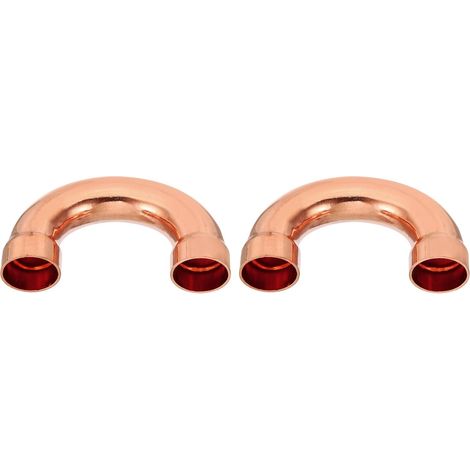 2pcs Raccord Coudé Cuivre pour Tuyaux Gaz, 22mm Tuyau d'Arrosage Durite Essence, Raccords Tuyauterie à Pression HVAC Climatisation Plomberie, Épaisseur 1mm - U Forme 7/8 Inch (1/5)
