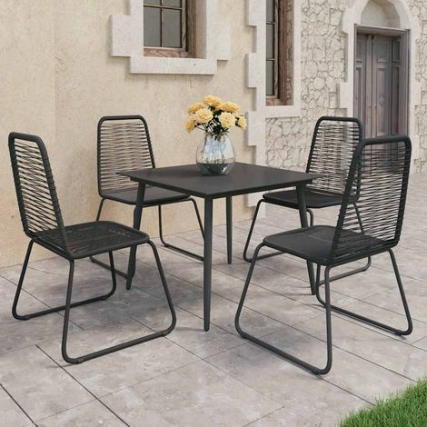 vidaXL Set de comedor de jardín de 5 piezas PVC ratán negro (1/5)