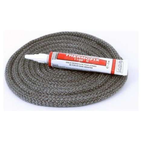 Joint rond tressé ø 8 mm x 2,5 m + colle