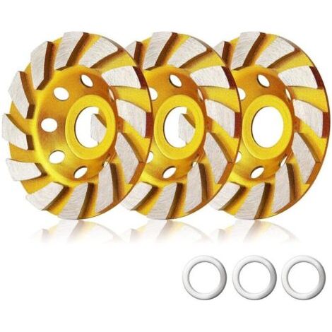 Lot de 3 meules diamantées pour meuleuse d'angle, 4 pouces, 12 segments, pour béton (1/4)