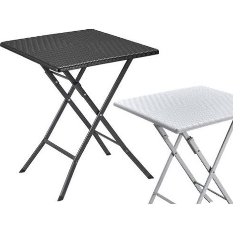Tavolo quadrato pieghevole in acciaio e resina Camping Polyrattan Levante (1/9)
