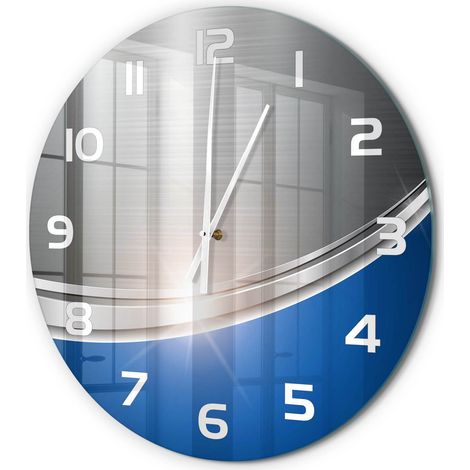 Horloge Murale Ronde Mouvement Fluide Verre Trempé Silencieuse Sans Tic-Tac Abstraction métallique fi 60 cm (1/5)