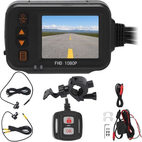 Motorcycle Driving Recorder, 2-inch Screen, Dual Front and Rear Cameras, 1080P+720P, Multifunctional, Waterproof (1/5)