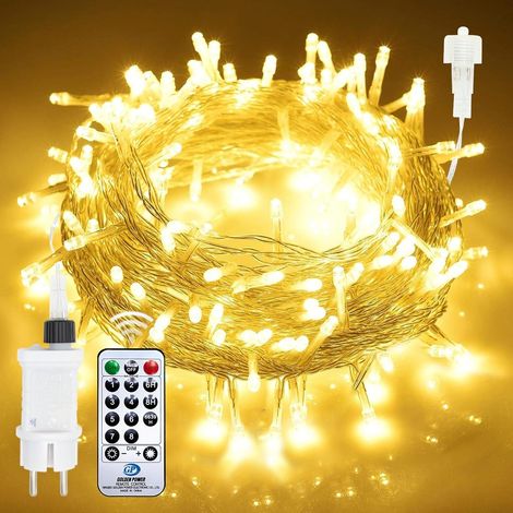 23m long string lights with 200 LEDs for outdoor use, warm white, 8 modes with remote control and timer, waterproof for Christmas trees, parties and gardens (1/5)