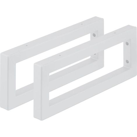 Relaxdays Lot pratique de 2 supports rectangulaires pour étagères murales, en acier robuste, 40 cm, blanc