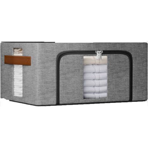 Caja De Almacenamiento Para Ropa - Marco De Acero Inoxidable Reforzado - Con Tapadera Y Ventana Transparente - Aptas Para Armario O Trastero - 3 Unidades De 24 L (1/5)
