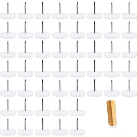 50pcs Patin Glisseurs pour Meuble Tampon Pied Teflon a Clouer avec Vis Patin Chaise 20mm Quincaillerie du Meuble - 5mm d'épaisseurs (1/4)