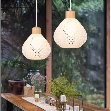 2pcs Lustre Suspension Moderne,Lampe de Plafond Vintage Aba-jour en Plastique Design Gourde Style Industriel pour Salon Café (1/5)