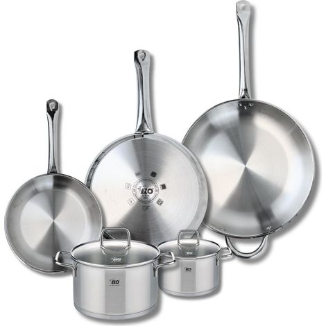 Ensemble de 3 Poêles de cuisson 24, 28 et 32 cm et 2 faitouts 14 et 20 cm Elo Profi Citrin (1/5)