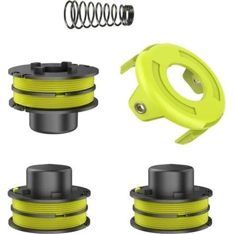 Bobines de fil, compatibles avec RLT3025F/S, RLT3525S, interchangeables, originales RAC119, (3 bobines de fil de rechange + 1 ressort + 1 cache débroussailleuse) ,4.924.923.71cm (1/4)