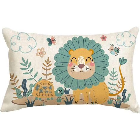 Federa decorativa per cuscino da bambino con leone, 30x50 cm