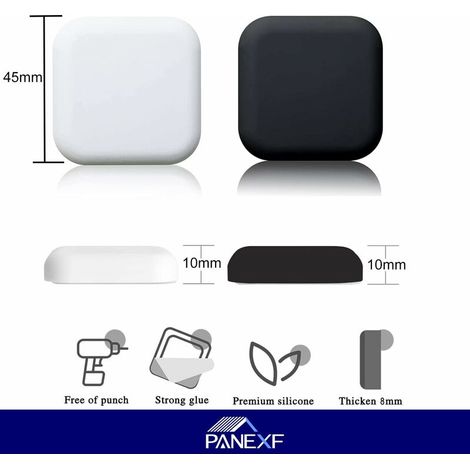 6 Pièces Butée de porte murale noire/blanche adhésive 45mmx45mm Bloc porte Stop porte mural adhesif Butoir porte mural adhesif