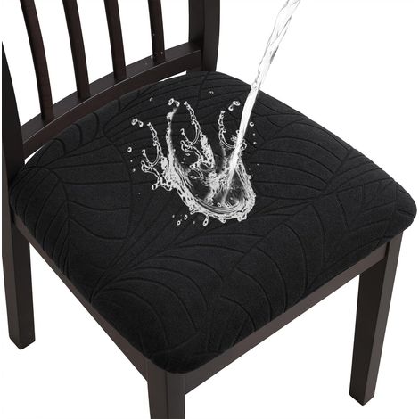 Housse de Chaise Impermeable Extensible Jacquard Amovibles Lavables pour Salle à Manger Hôtel Bureau Cuisine (4, Noir Clair) (1/5)
