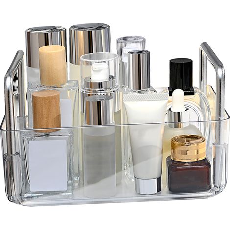 Transparente Aufbewahrungsbox aus PET, tragbar und leicht zugänglich mit großem Fassungsvermögen und polierten Kanten, für Kosmetik, Schmuck und diverse Kleinigkeiten (215 g) (1/5)