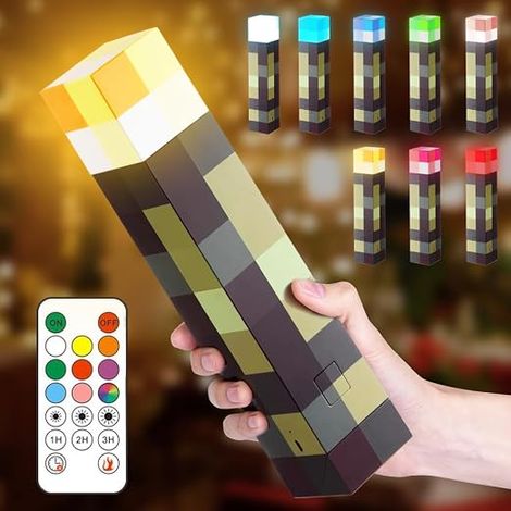 28cm Torch Wall Lamp, 8 Colors USB Rechargeable Lamp with Remote Control, Wall Lighting Gift for Kids, Gift Bedroom, Party, Bedside Lantern (1/5)