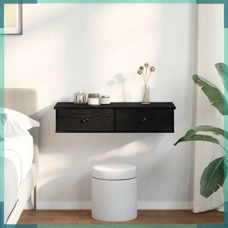 859951 étagère murale avec tiroirs noir 80x31x17 cm bois d'ingénierie (1/5)