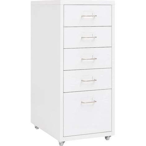 Classeur mobile Meuble de Rangement - Armoire De Bureau Blanc 28x41x69 cm Métal BV553306 - BonneVie (1/5)