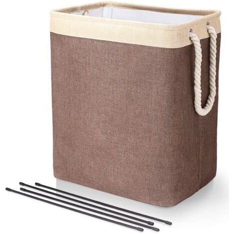 SABIR Paniers à Linge, Corbeille à linge, Pliable Panier à Linge avec Poignées, anier Linge Sale, Bac à Linge, Portable, Rangement Vêtements, 403050cm - café (1/5)
