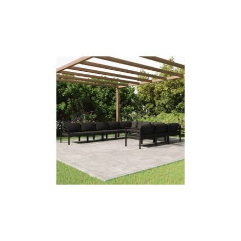 Salon de jardin 10 pcs avec coussins Aluminium Anthracite (1/5)