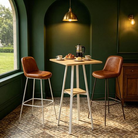 Table de cuisine style élégant format carré tablette de rangement compartiment de rangement 2 places