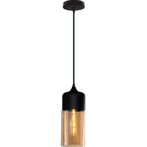 Industrielle Pendelleuchte Vintage Glas Hängelampe, E27 Deckenleuchte, Glas Schirm für Esszimmer Schlafzimmer Wohnzimmer Küche (Zylindrisch)