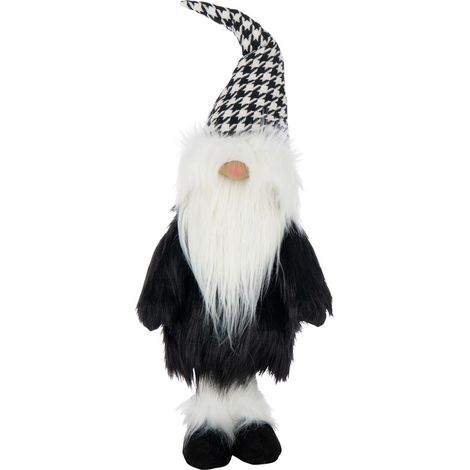 Père-Noël Déco "Pied-de-Poule" 70cm Noir & Blanc (1/2)