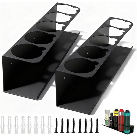 2 Lot Support de Bombe Aérosol 5 Trous, Porte-Bombes Noire pour Atelier Garage, Rangement Murale avec Tube d’Extension, Organiseur pour Spray Peinture Nettoyant (1/5)