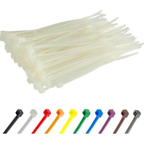 Kabelbinder 100 Stück Transparent 150 mm x 3,6 mm Weiß Naturfarben (1/5)