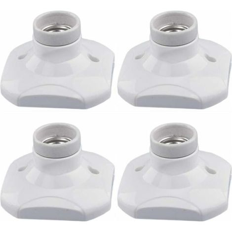 Applique murale d'intérieur E27 Plafonnier à vis, AC 230V, Douille d'ampoule LED E27, Base en plastique E27 Base de plafond de garage d'atelier, Lot de 4 (1/5)