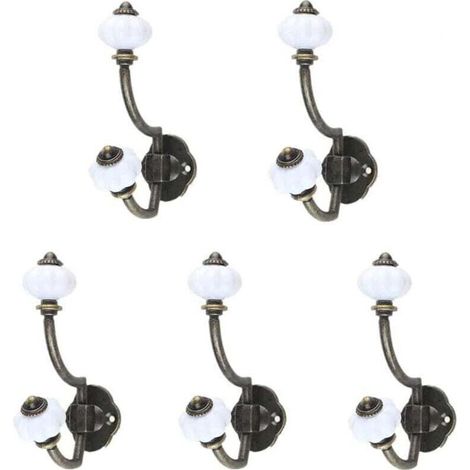 Crochets Muraux Céramique Rétro Bronze 5 Pièces Style Pastoral Porte Manteau Porte