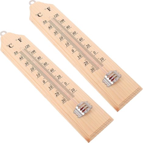 2 thermomètres muraux cave à vin en bois, double échelle (1/5)