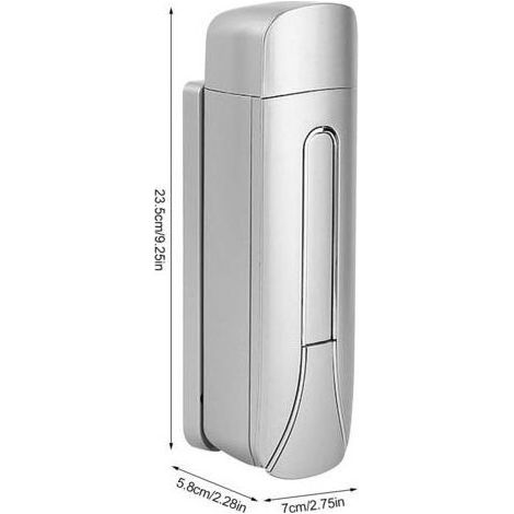 Distributeur manuel de savon liquide/gel, 400 ml, pour le lavage des mains, montage mural, sans perçage, avec support de fixation murale, plastique ABS (argent). (1/4)