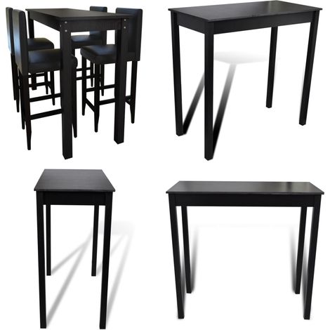 Barset Bartisch mit 4 Barhockern Schwarz - Essbereich - Bartisch - Barhocker - Küchentisch - Kleines Wohnzimmer - Home & Living (1/5)