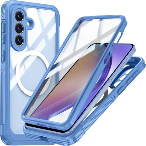 Custodia per Samsung Galaxy A57 5G, antiurto, con vetro, per MagSafe, blu (1/5)