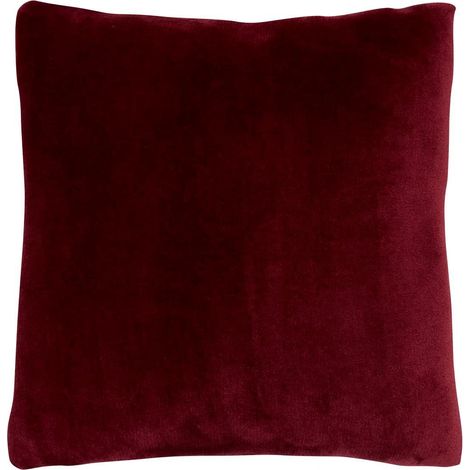 Coussin en Flanelle Uni "Ollis" 38x38cm Rouge Grenat (1/5)