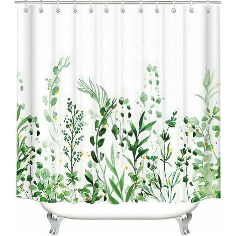 Rideau de douche 180x200 anti-moisissure Textile Rideaux de douche, fleurs imperméable, ourlet lesté, rideau de bain en tissu polyester lavable pour salle de bain et baignoire avec 12 croche-Karteo (1/5)