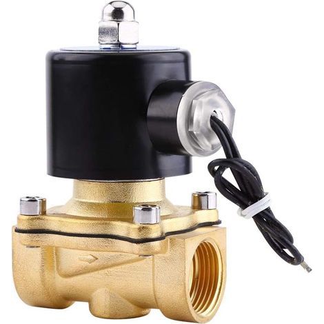 3/4in Électrovanne électrique en laiton, DC24V DN20 Électrovanne normalement fermée Solenoid Valve entraînement direct pour eau, gaz et fioul (1/5)