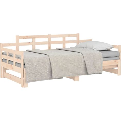 Tagesbett Ausziehbar Massivholz Kiefer 2x(80x200) cm vidaXL (1/4)