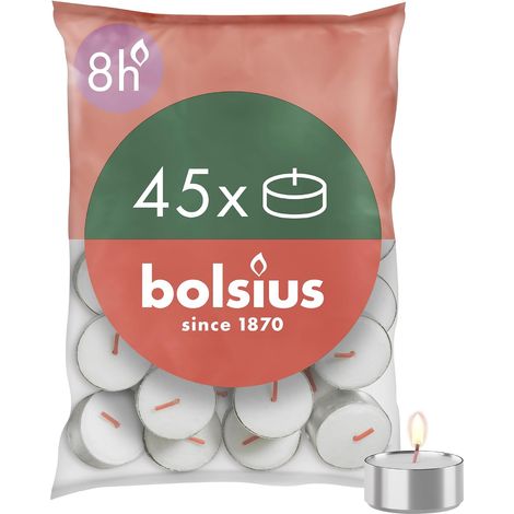 Lot de 45 Bougies Chauffe-Plat - Dans un Sachet - Durée de Combustion: 8 Heures - Décoratives - Blanches - Contient de la Cire Végétale Naturelle - Sans Huile de Palme (1/5)